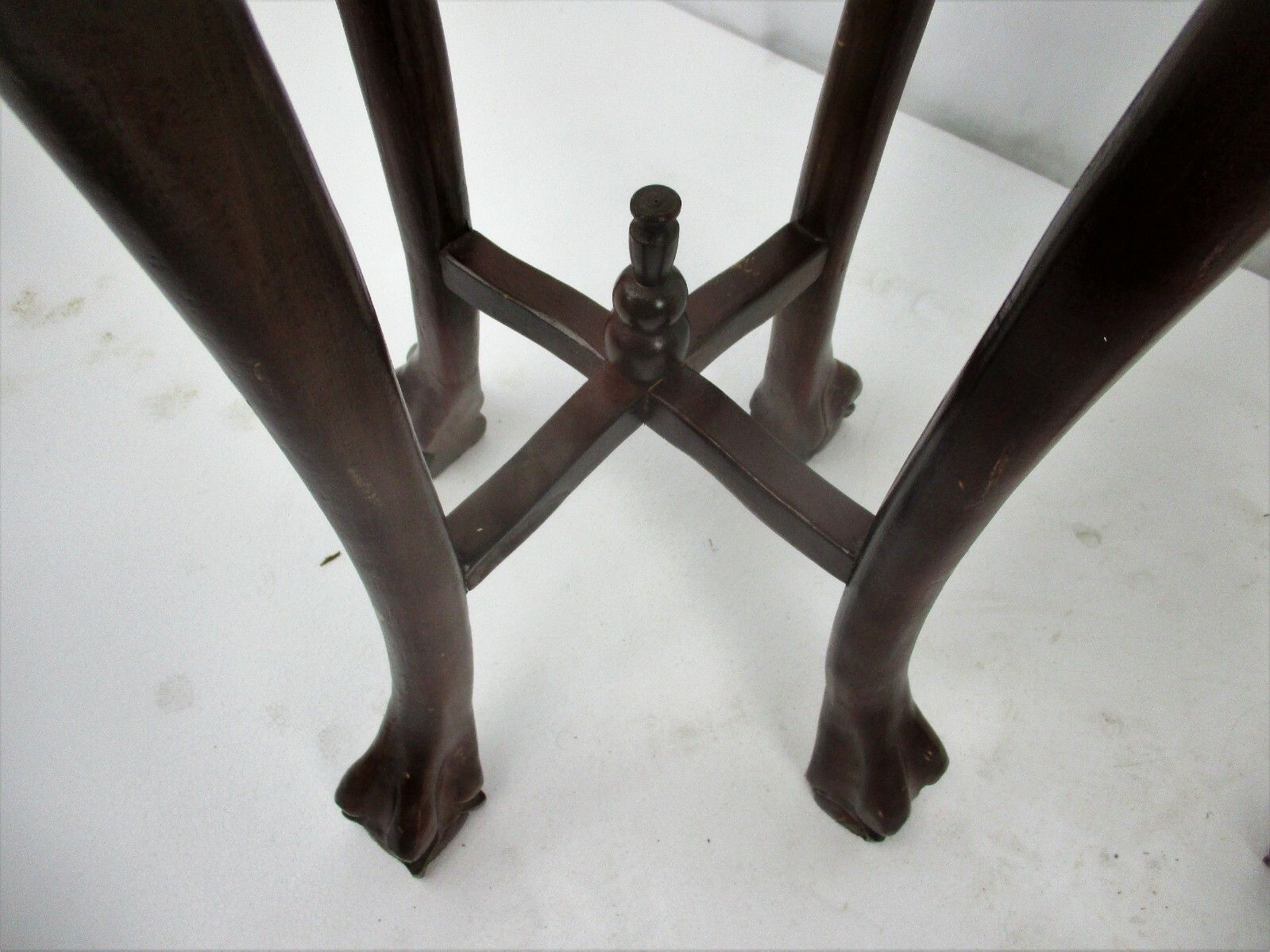 photo furniture Pair Tall Carved Hard Wood Plant Bonsai Tables Pedestal  Inlay Mother Of Pearl