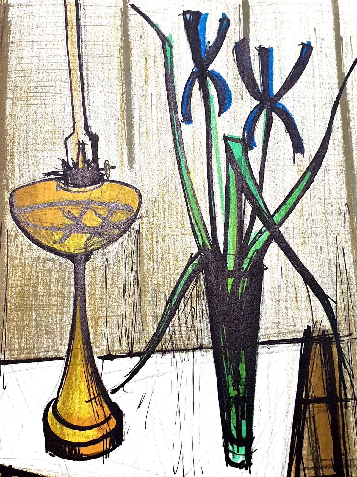 Charles Sorlierbernard Buffet   Iris Still Life   Original Lithograph1979 photo for sale