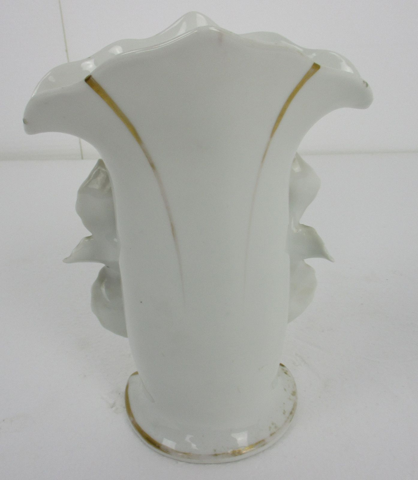 Xl Antique French Vieux Paris Porcelain Fan Flair Bridal Vase Gold Gilded photo buy