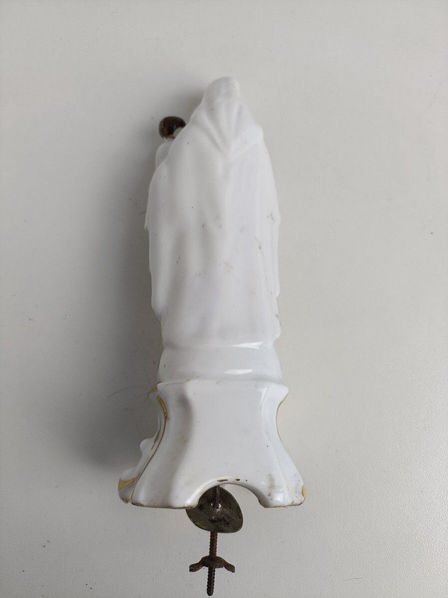 Antique 1900 Vieux Paris Porcelain Bisque Statue Virgin Mary Madonna Infant Jesu photo Art