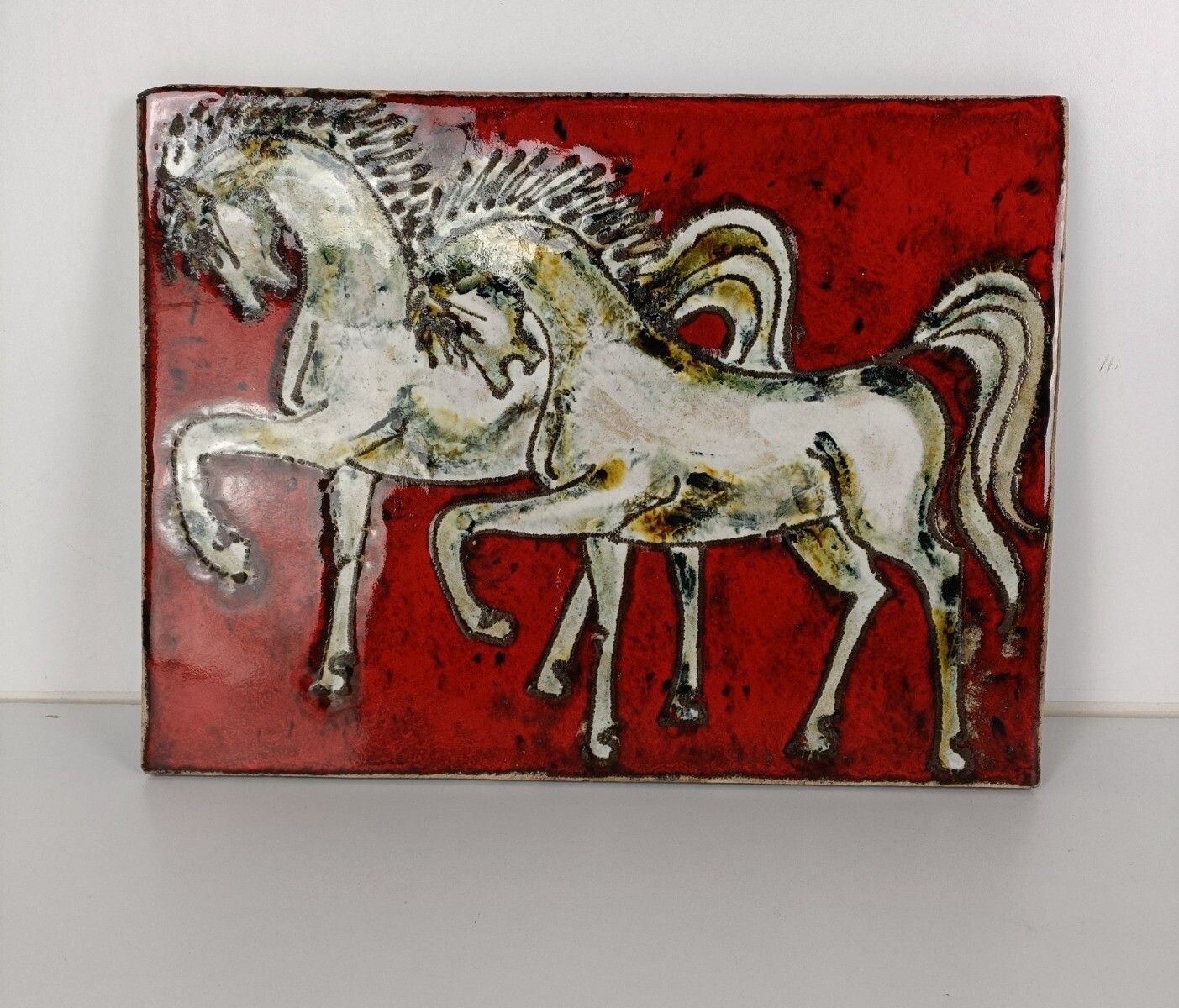 Ruscha Horses  Fat Lava Germany Space Age Pop Art Psychedelic Wall Tile 70s photo for sale