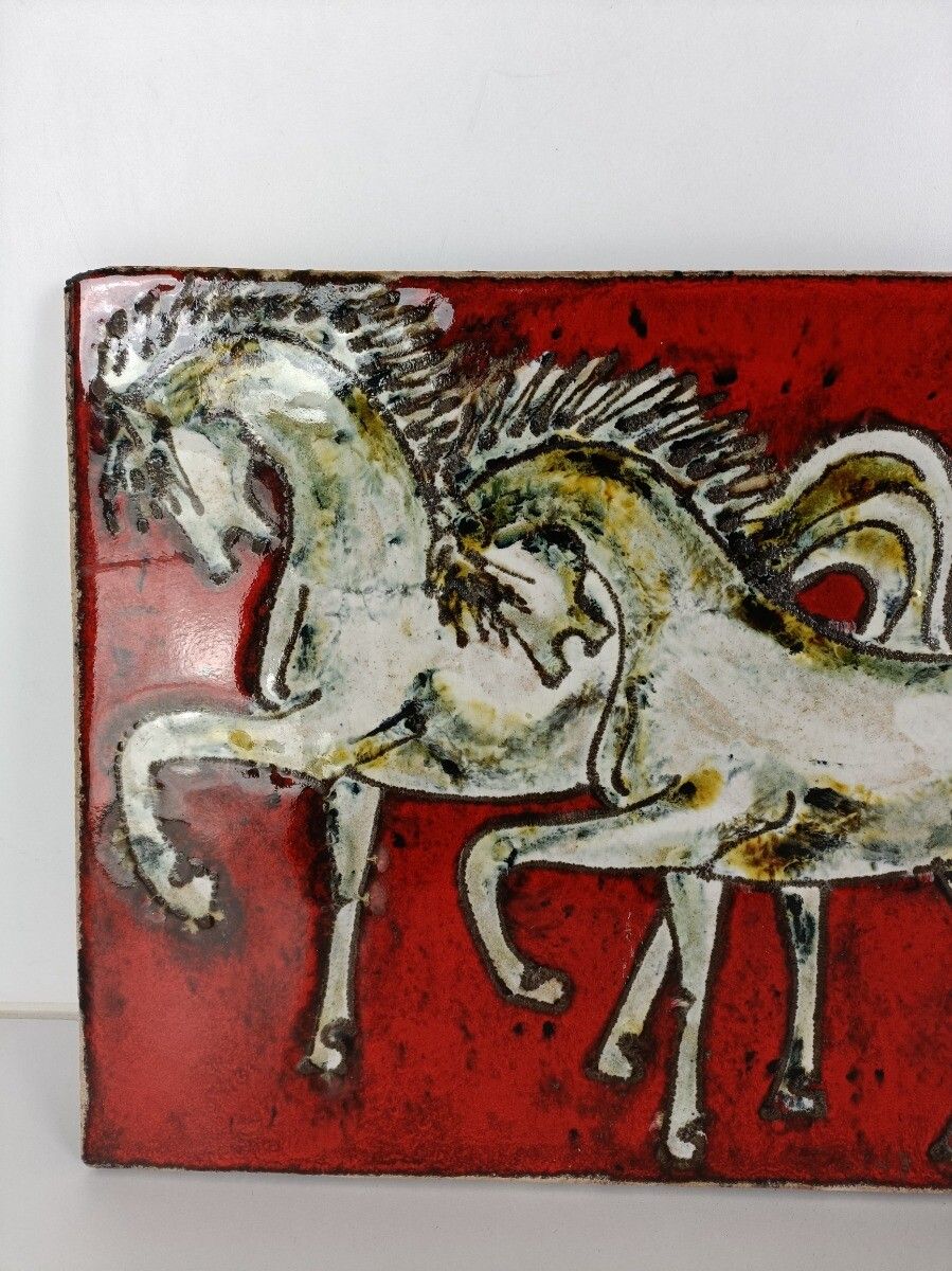 Ruscha Horses  Fat Lava Germany Space Age Pop Art Psychedelic Wall Tile 70s photo vinterior