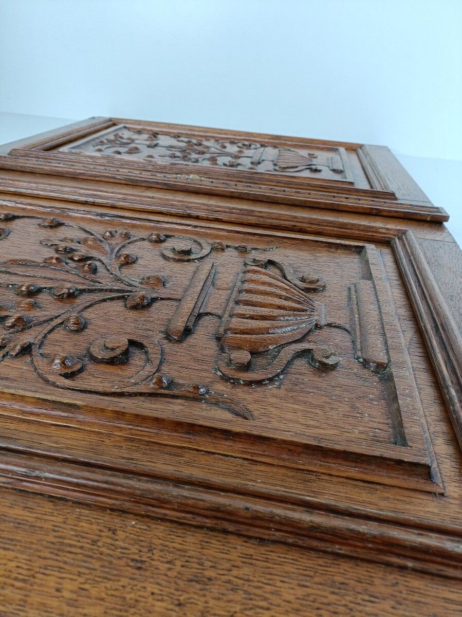 Pair Antique Hand Carved Wood Door Panels Reclaimed Architectural Salvaged Flowe photo vintage