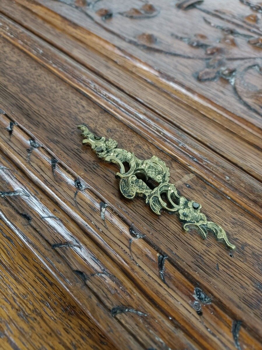 photo for sale Pair Antique Hand Carved Wood Door Panels Reclaimed Architectural Salvaged Flowe