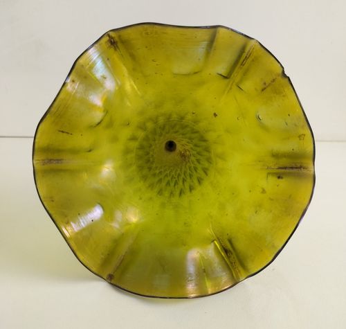 Antique  Bohemian Art Glass Attributed Loetz Epergne Trumpet Vase Centerpiece Re photo for sale