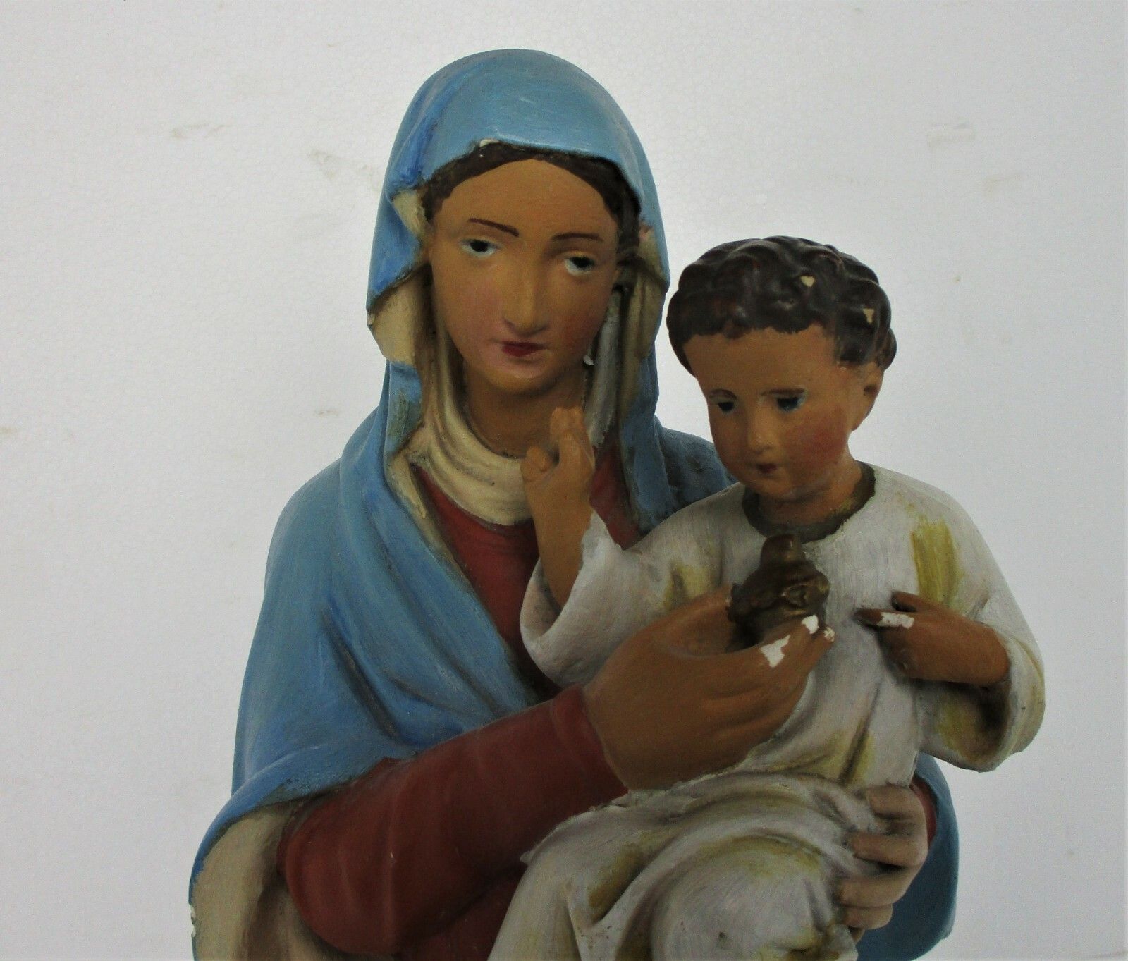 Large Statue Virgin Mary Madonna Infant Treading On Snake Plaster Htf 20.47" photo furniture