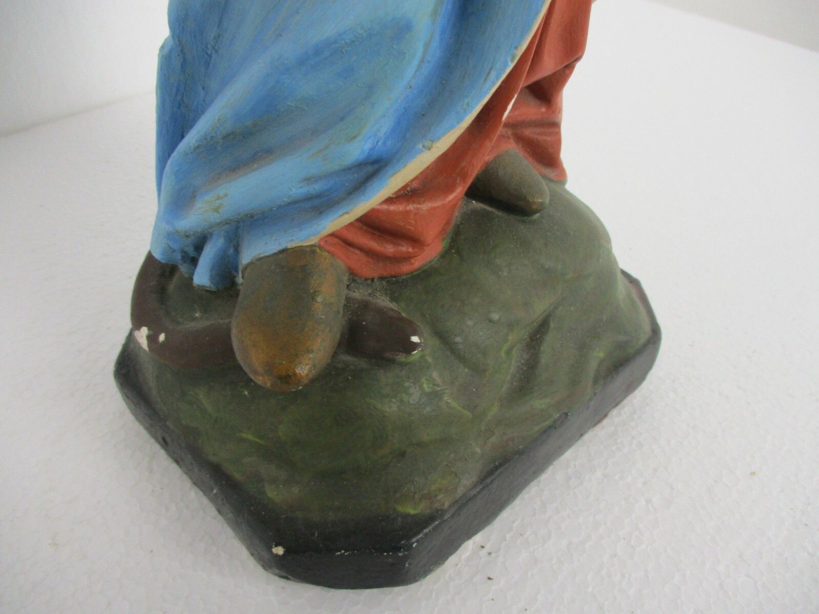 Large Statue Virgin Mary Madonna Infant Treading On Snake Plaster Htf 20.47" photo for sale