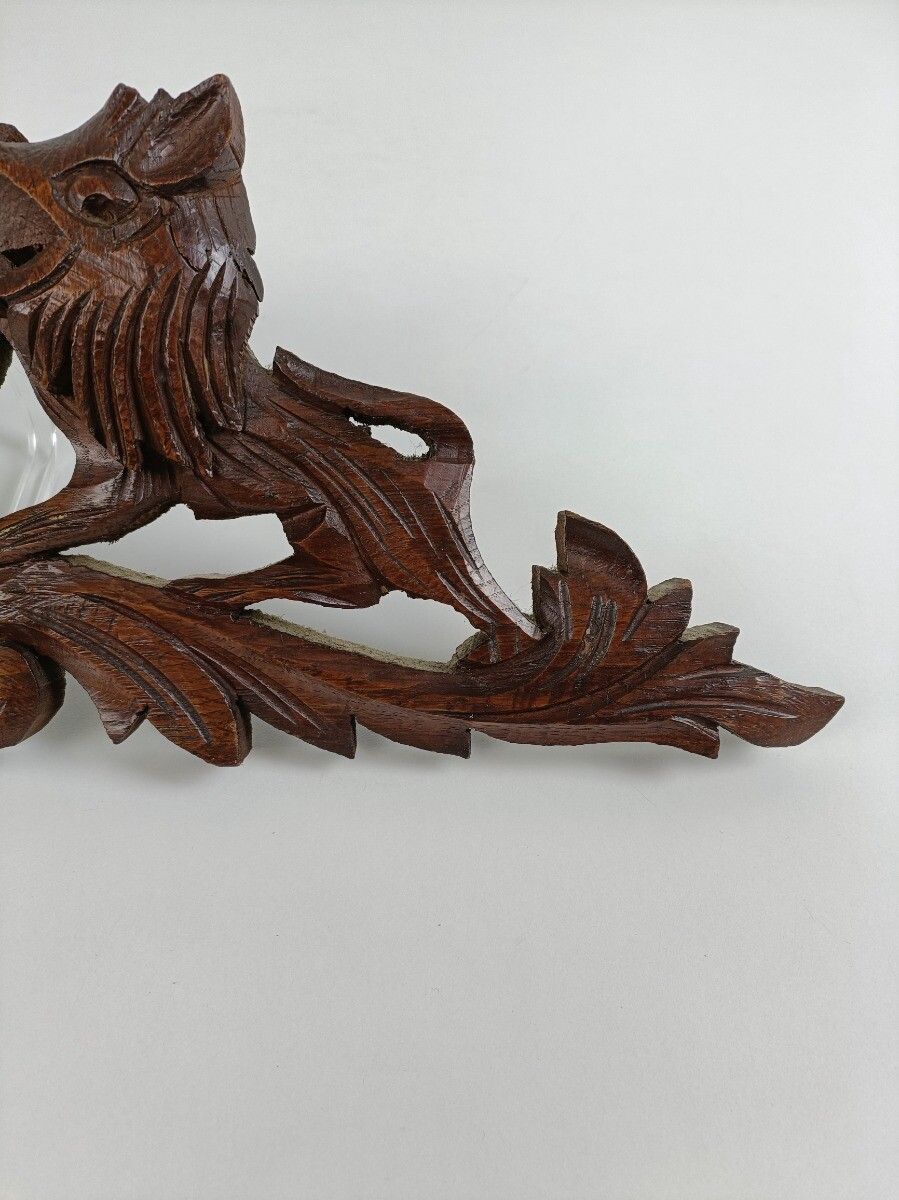 photo furniture Hand Carved Ornate Antique Pediment Over Door Wood Animals Foxes Reclaimed Archi