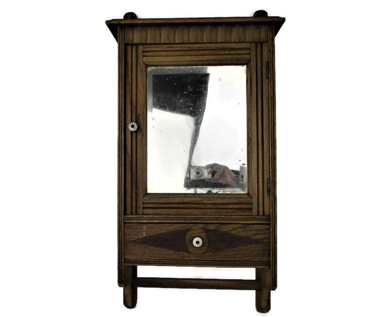Art Deco Kitchen Apothecary Medicine Bathroom Wall Cabinet Beveled Glass Mirror