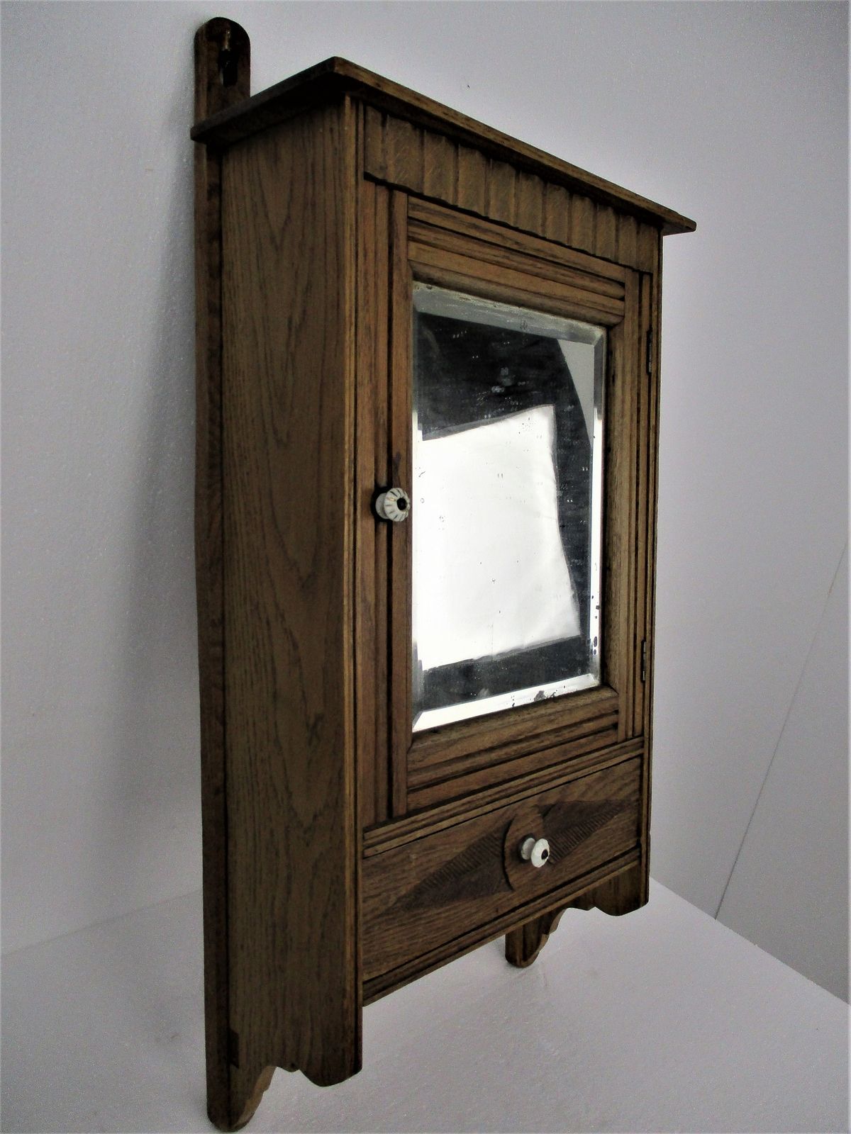 Art Deco Kitchen Apothecary Medicine Bathroom Wall Cabinet Beveled Glass Mirror photo 235.0