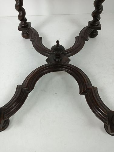 Antique Footstool Ottoman Barley Twist Wood Foot Rest 20th Century Hobnails Gorg photo 487.0