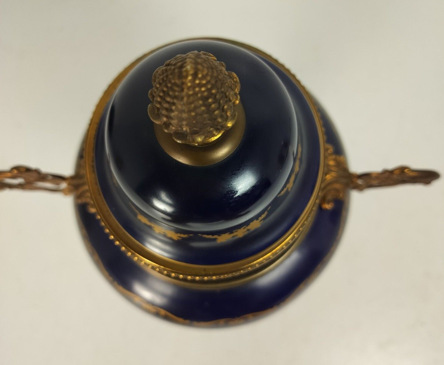 Large  Vase Centerpiece Lidded Urn Cobalt Blue Porcelain Modernist Sèvres Style photo Home Decor