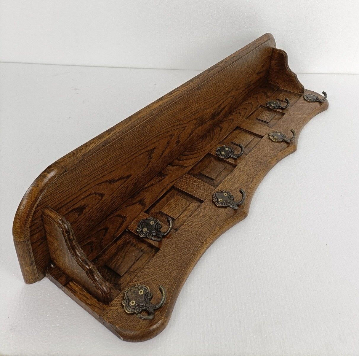 Hand Carved Wood Coat Hat Rack Ornate Breughel Style Wood photo buy