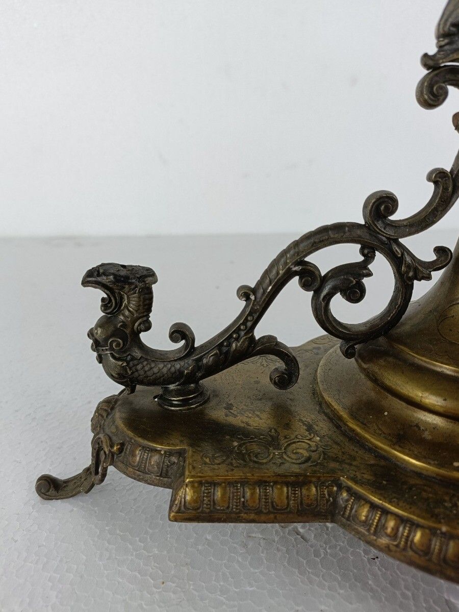 Candle Holder Candle Stick Candelabra Mythical Dragons Fish Antique Art Deco Gor photo 223.0