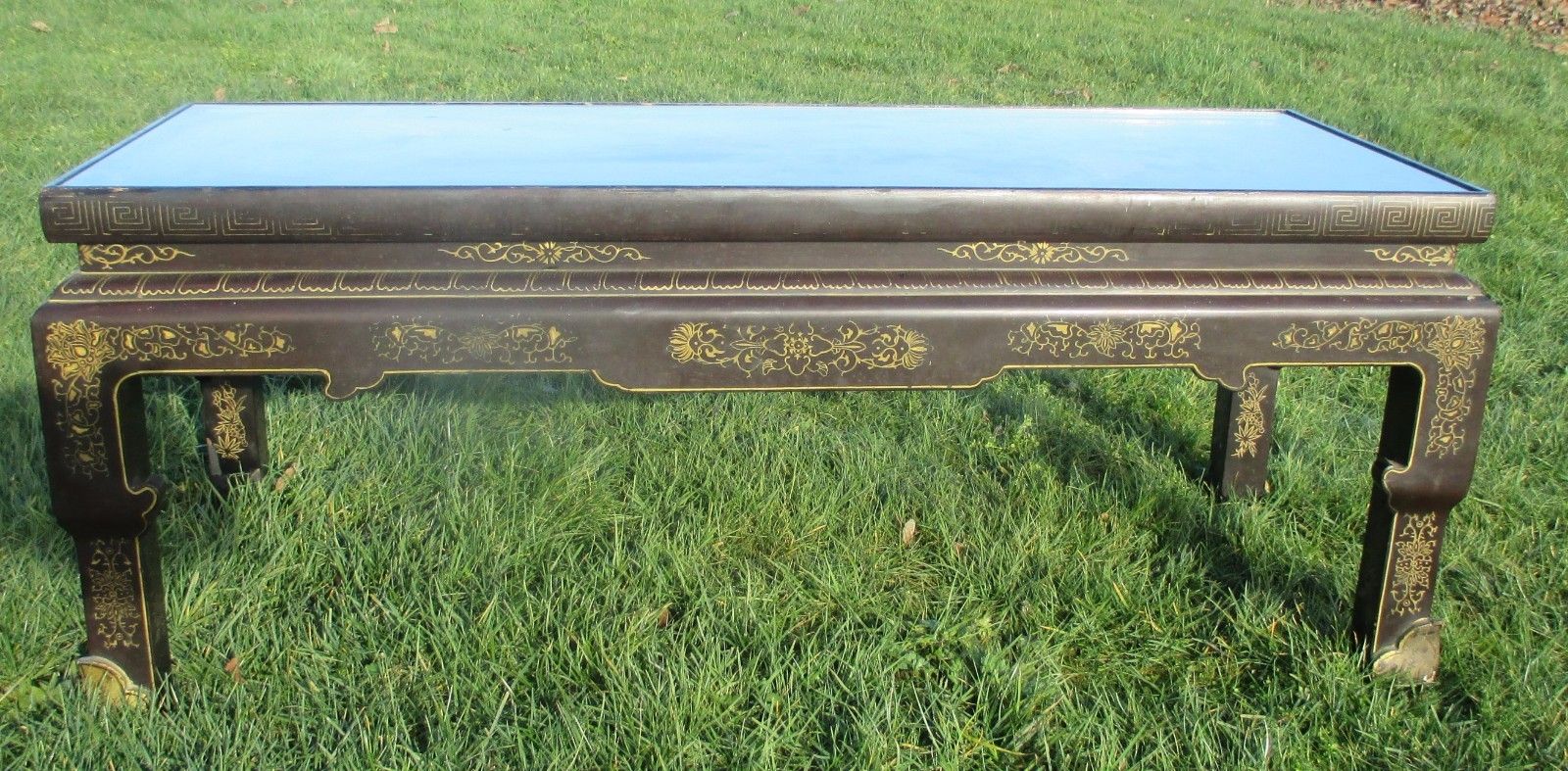 Antique 19th Century Chinese Coffee Table Inlay Jade Landscape Scene Stunning photo furniture