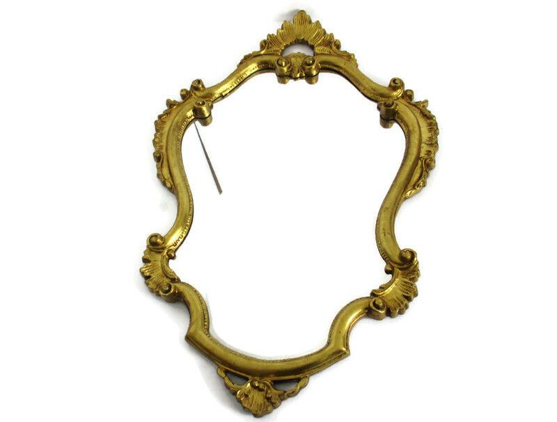 Large  Ornate Oval Wood  Wall Hanging Mirror Hollywood Regency Rococo Stunning