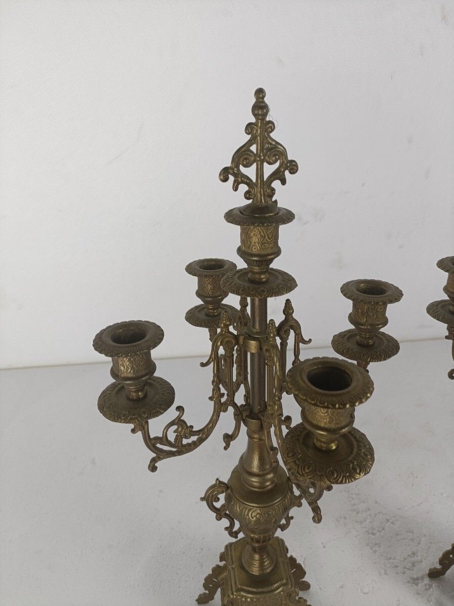 Couple Candle Holders Brass Ornate Art Nouveau Jugendstihl Style Stylish Candela photo Home Decor