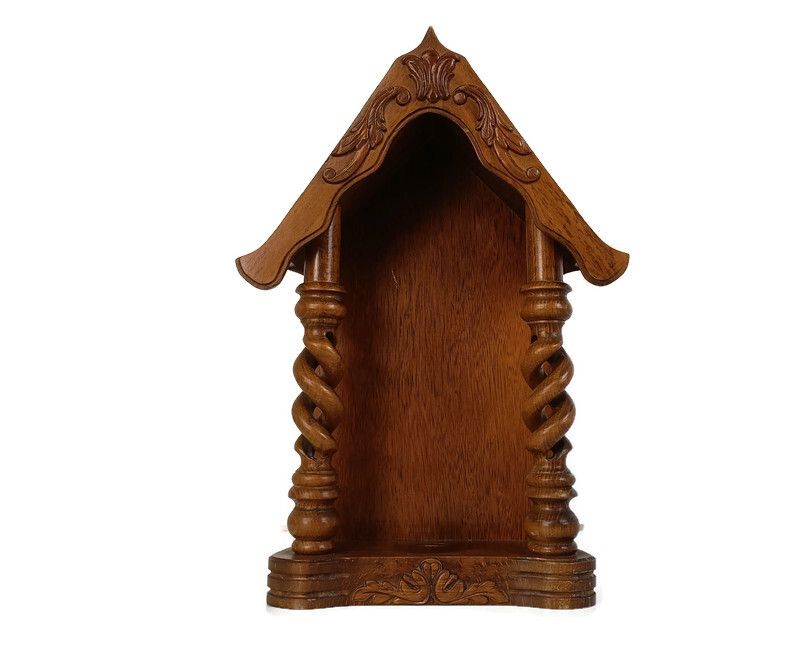 Hand Carved Wood Open  Barley Twist Standing Chapel Niche For Statue Beautiful V