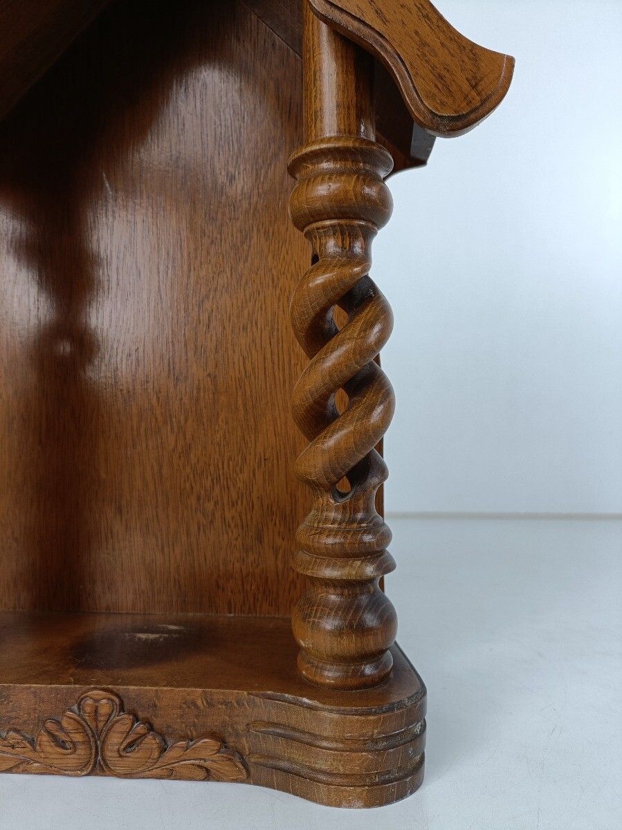 Hand Carved Wood Open  Barley Twist Standing Chapel Niche For Statue Beautiful V photo Art