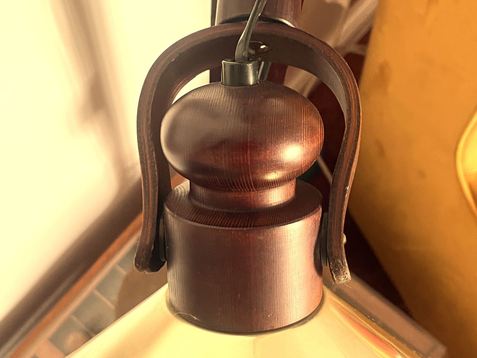Lighting 1970's Midcentury Modern Swedish Borje Claes Norlett Elit Wood And Brass Table Lamp. Working. photo