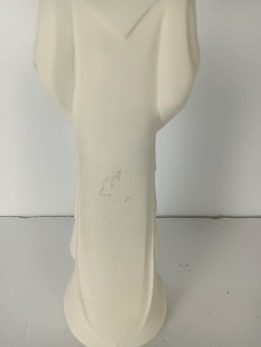 Art Deco Antique Statue Madonna Virgin Mary With Infant White photo vinterior