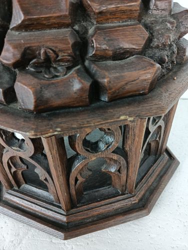 Antique 19th Century Standing Large Carved Wooden Gothic Crucifix Cross Jesus Ch photo Art