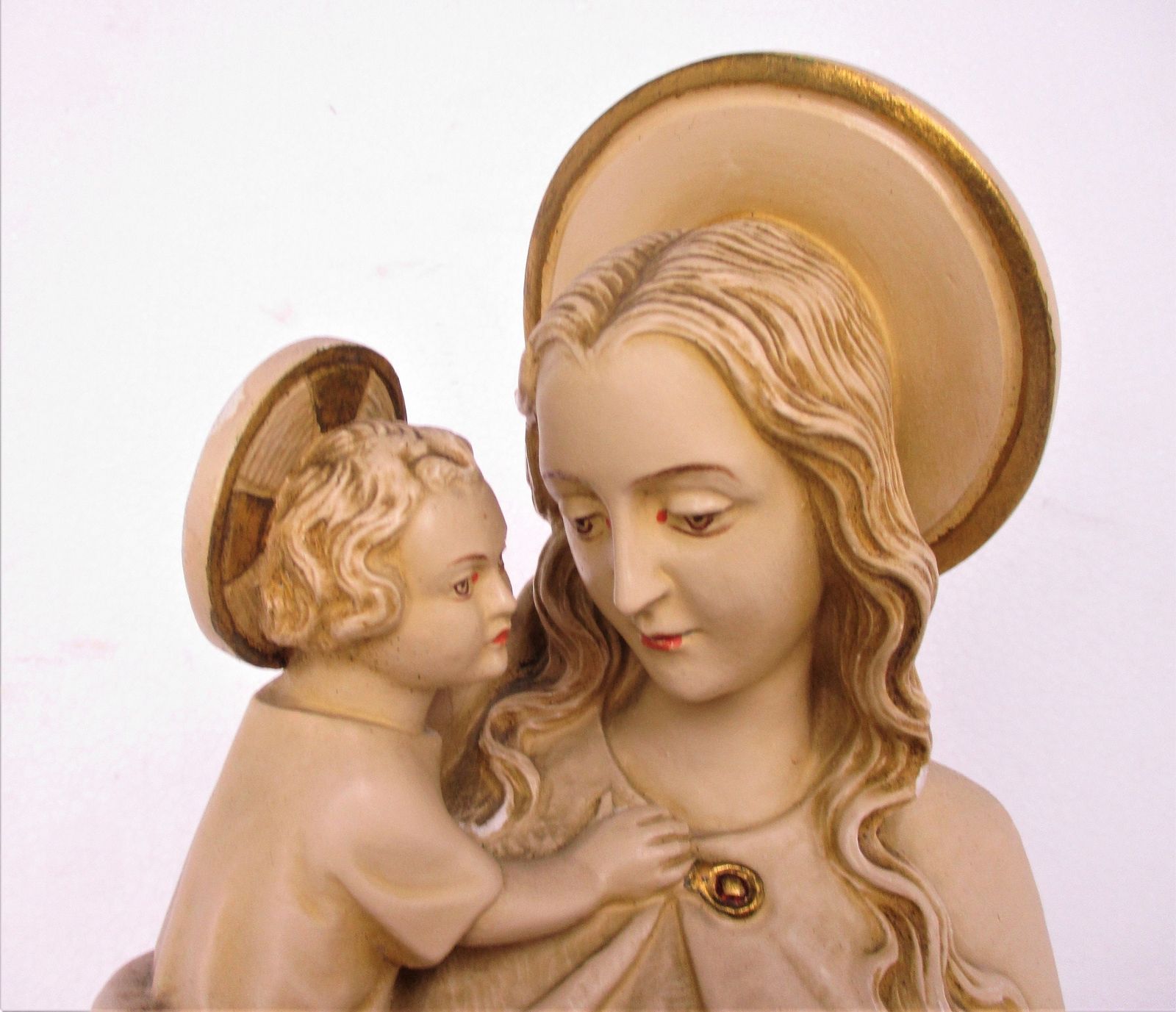 Large Statue Virgin Mary Madonna Infant Treading On Snake Plaster Gold Colored H photo furniture