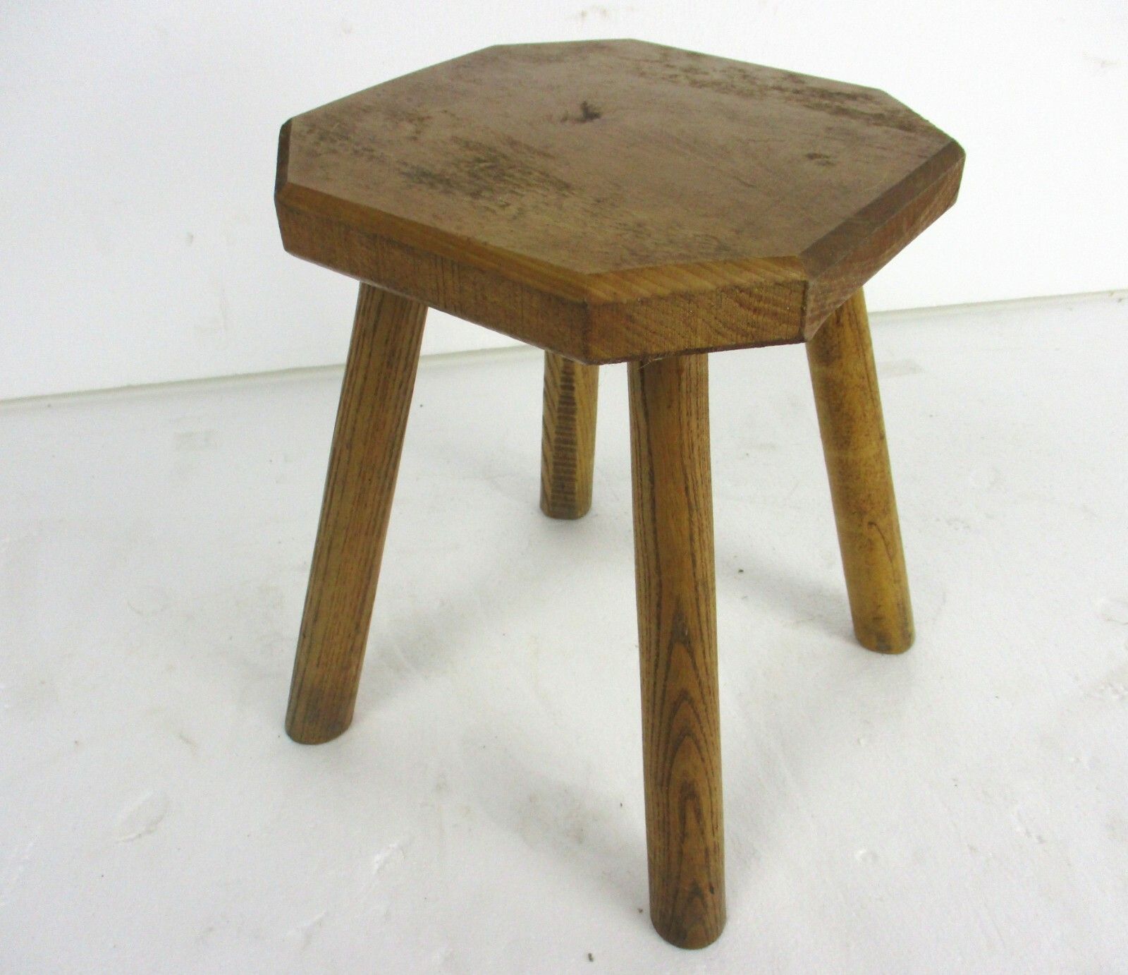 Antique Hand Carved Wood  Milking Stool Pedestal Table Pedestal Barn Style Funky photo for sale