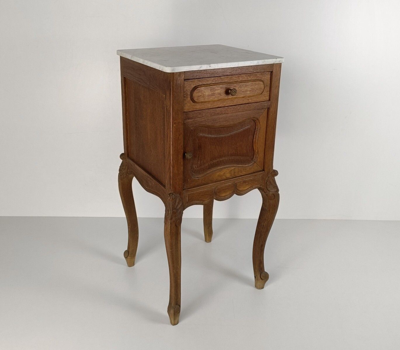 Antique Nightstand End Table Bedroom Cabinet Wood Marble Top 19th Century photo furniture