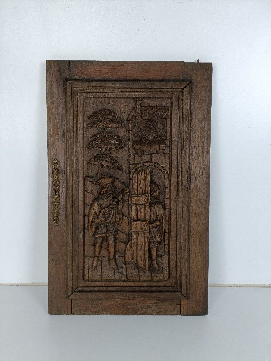 Hand Carved Wood Pediment  Troubadour Serenade  Architectural Reclaimed Salvage photo furniture
