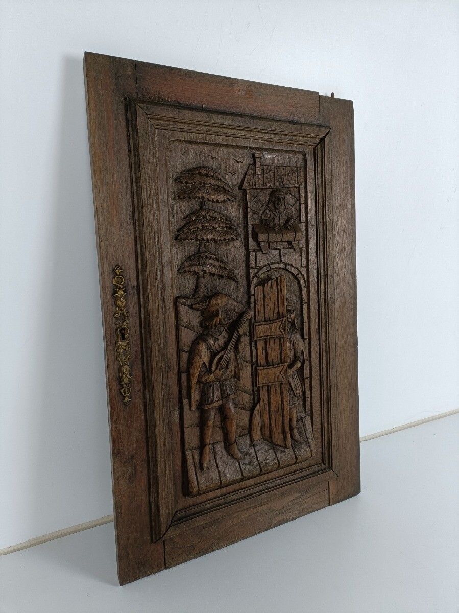 Hand Carved Wood Pediment  Troubadour Serenade  Architectural Reclaimed Salvage photo Home Decor