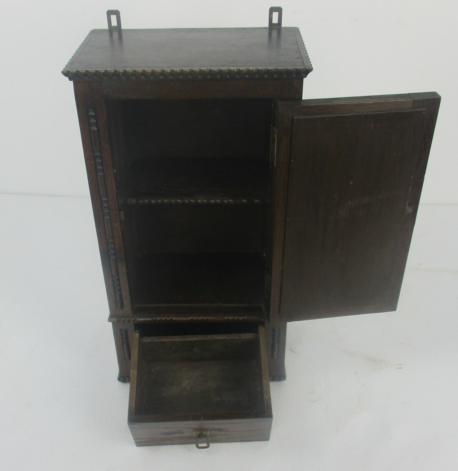 Furniture Kitchen Medicine Apothecary  Bathroom Cabinet  Carved Wood Ornate Hobnails photo