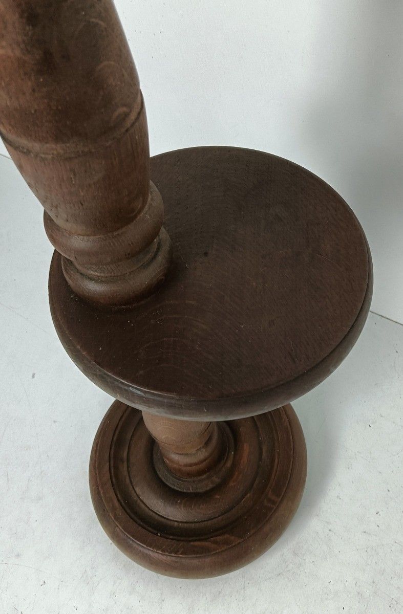 Pedestal Carved Wood Vintage Plant Stand Side Bonsai Table Barn Style Two Tier photo vinterior