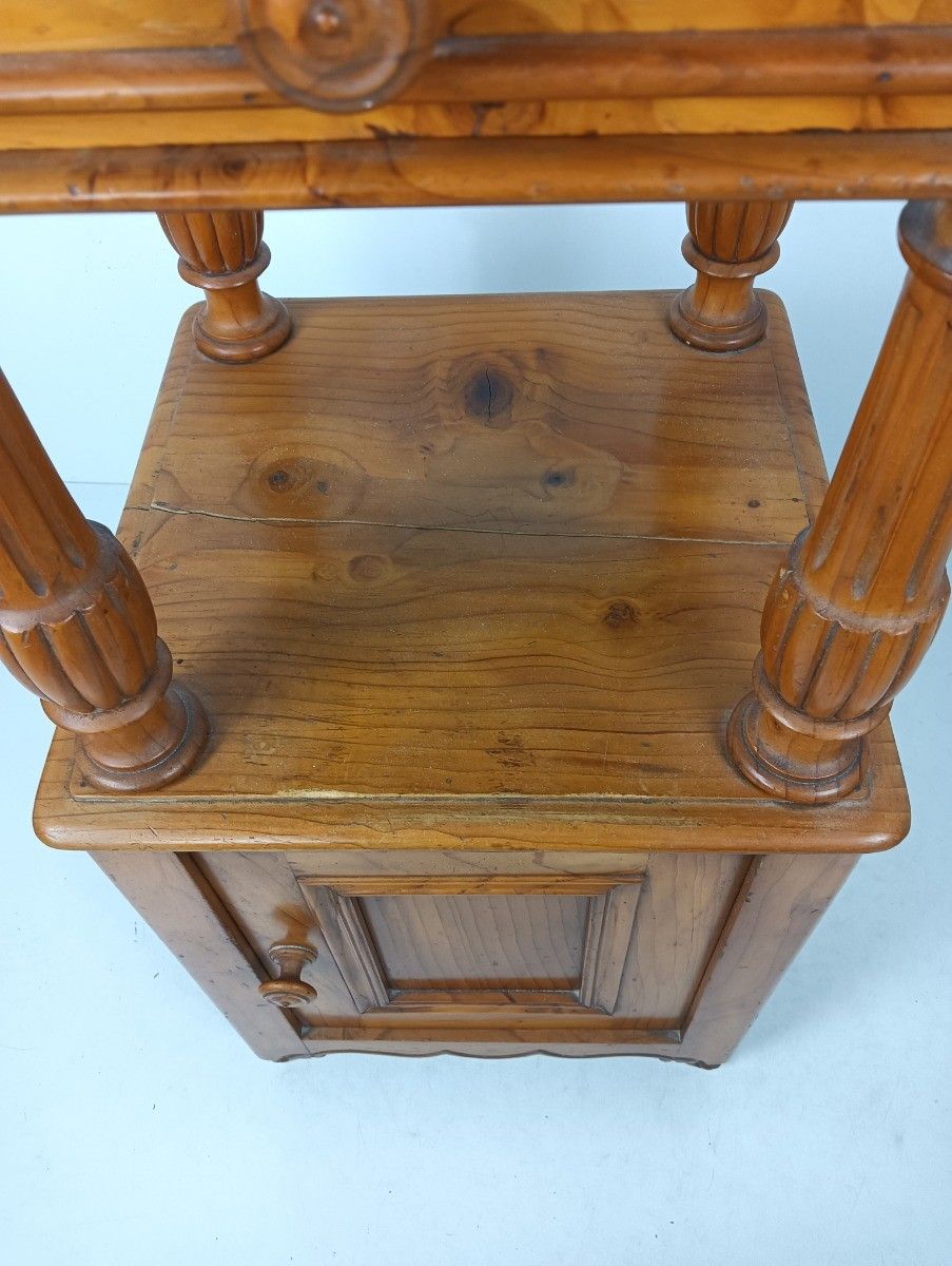 Antique Nightstand Pinewood End Table Bedroom Cabinet Japandi Style photo for sale