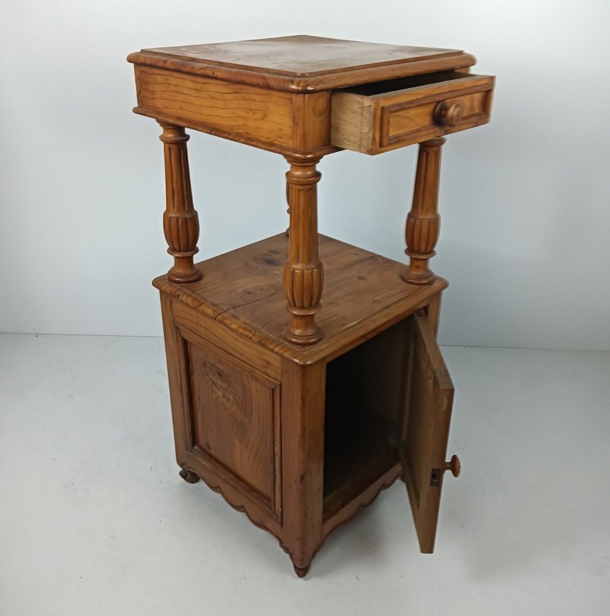 photo for sale Antique Nightstand Pinewood End Table Bedroom Cabinet Japandi Style