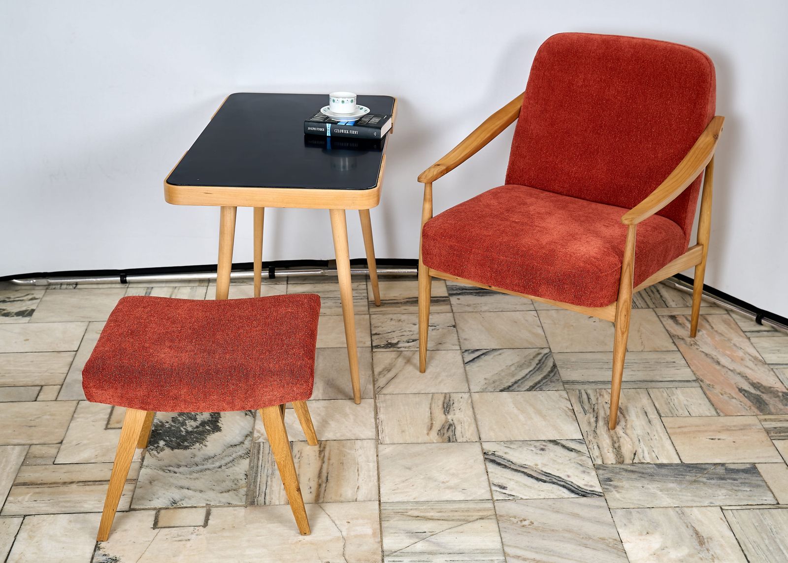 photo furniture Armchair With Footrest Czechoslovakia 1960s