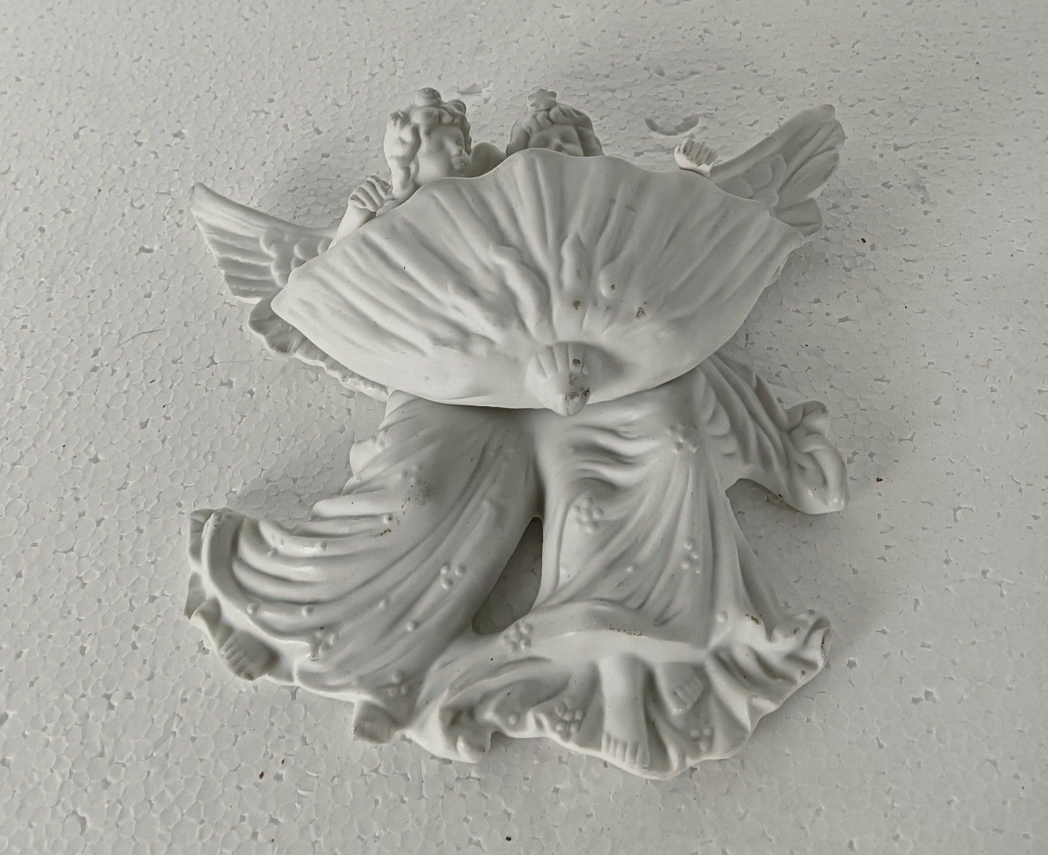 Bisque Porcelain Antique Holy Water Font Vessel Angels Gorgeous Christianity photo Home Decor