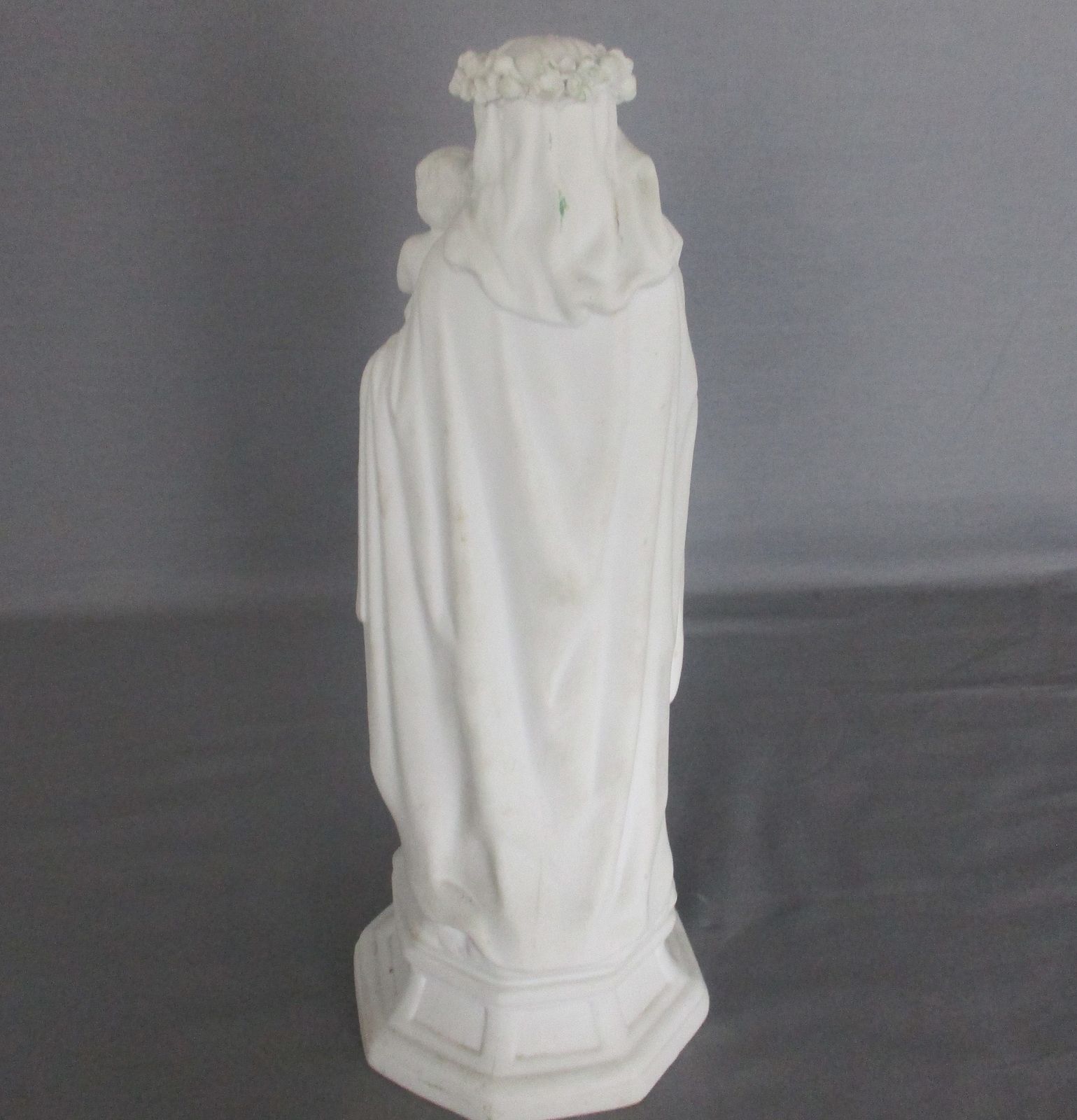 Antique Bisque Porcelain Statue Virgin Our Lady Mary Madonna With Infant Jesus F photo vinterior