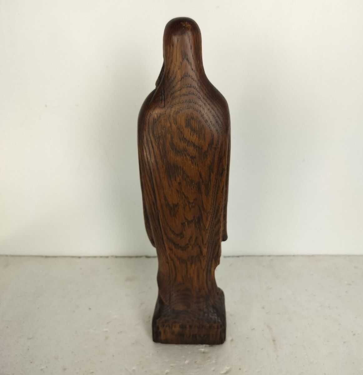 Vintage Statue Figurine Hand Carved Wood Virgin Mary Madonna Signed Van Den Abee photo vinterior