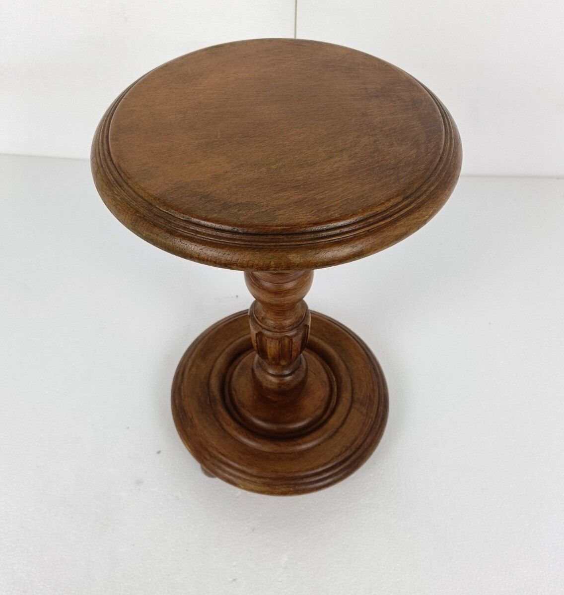 Hand Carved Wood Pedestal Display Side Table Plant Bonsai Flower Stand Barn Coun photo Furniture