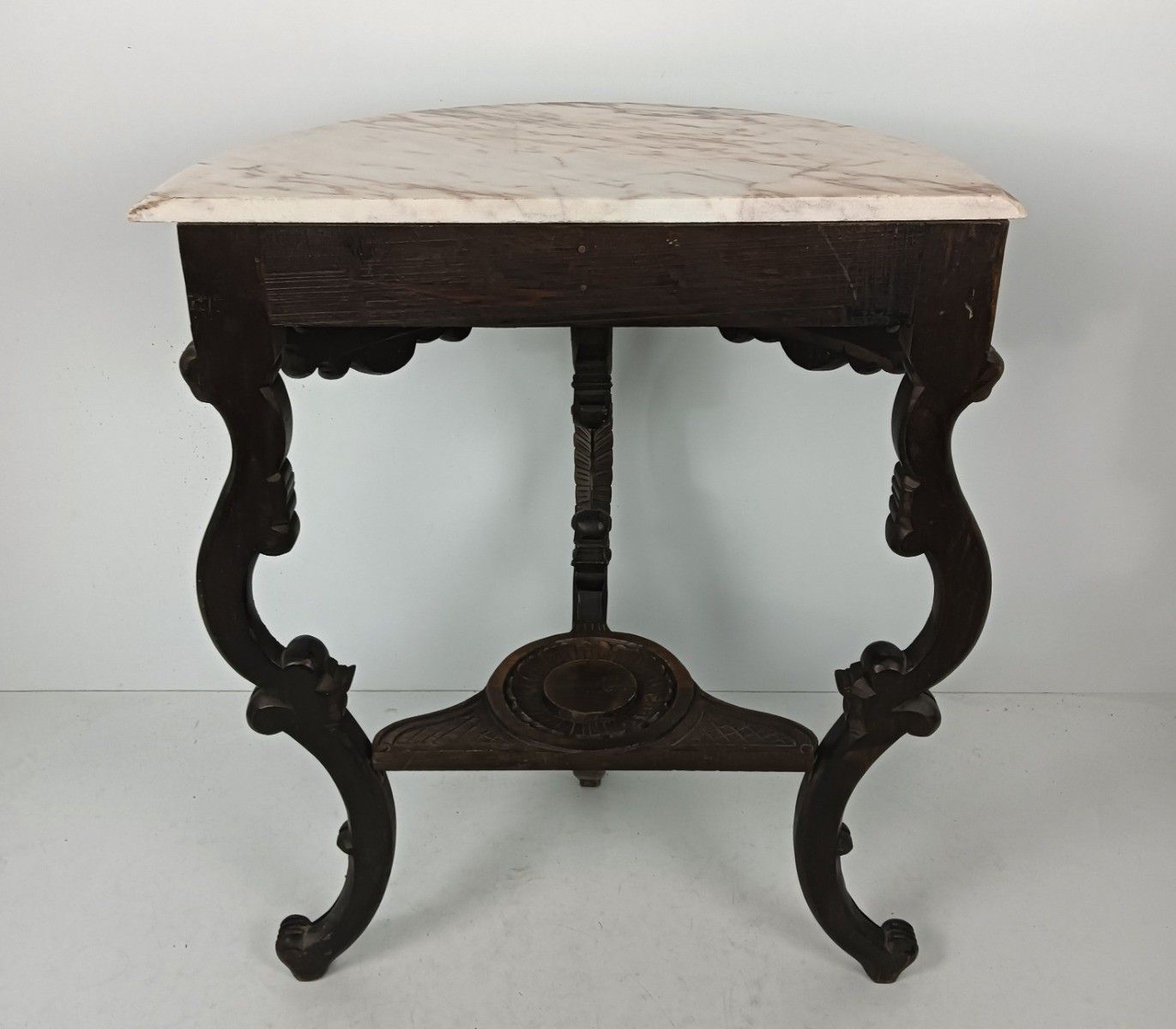 Stunning Carved Wooden Console Wall End Table Hallway Marble Top Antique Wow photo vinterior