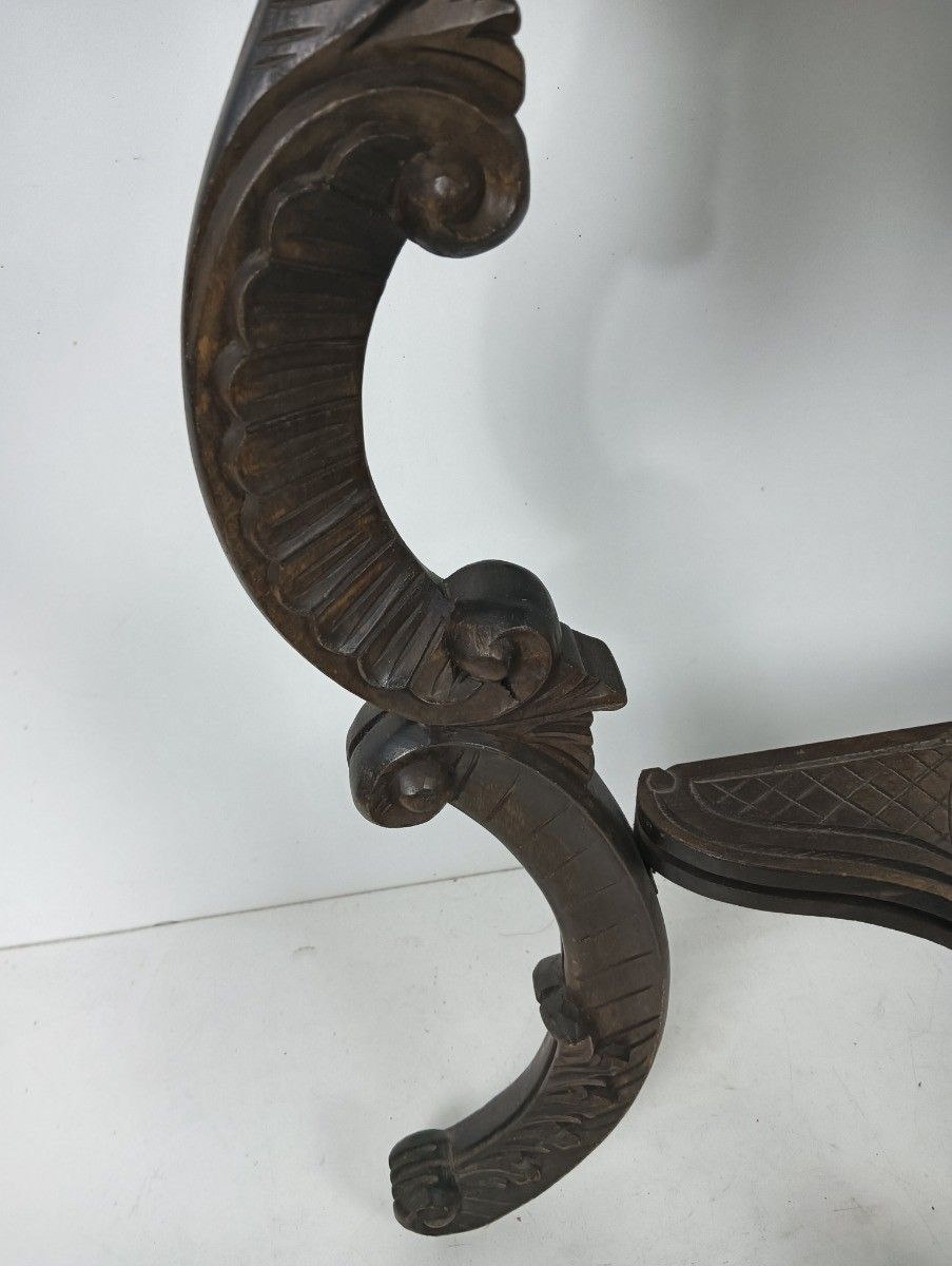 Stunning Carved Wooden Console Wall End Table Hallway Marble Top Antique Wow photo vintage