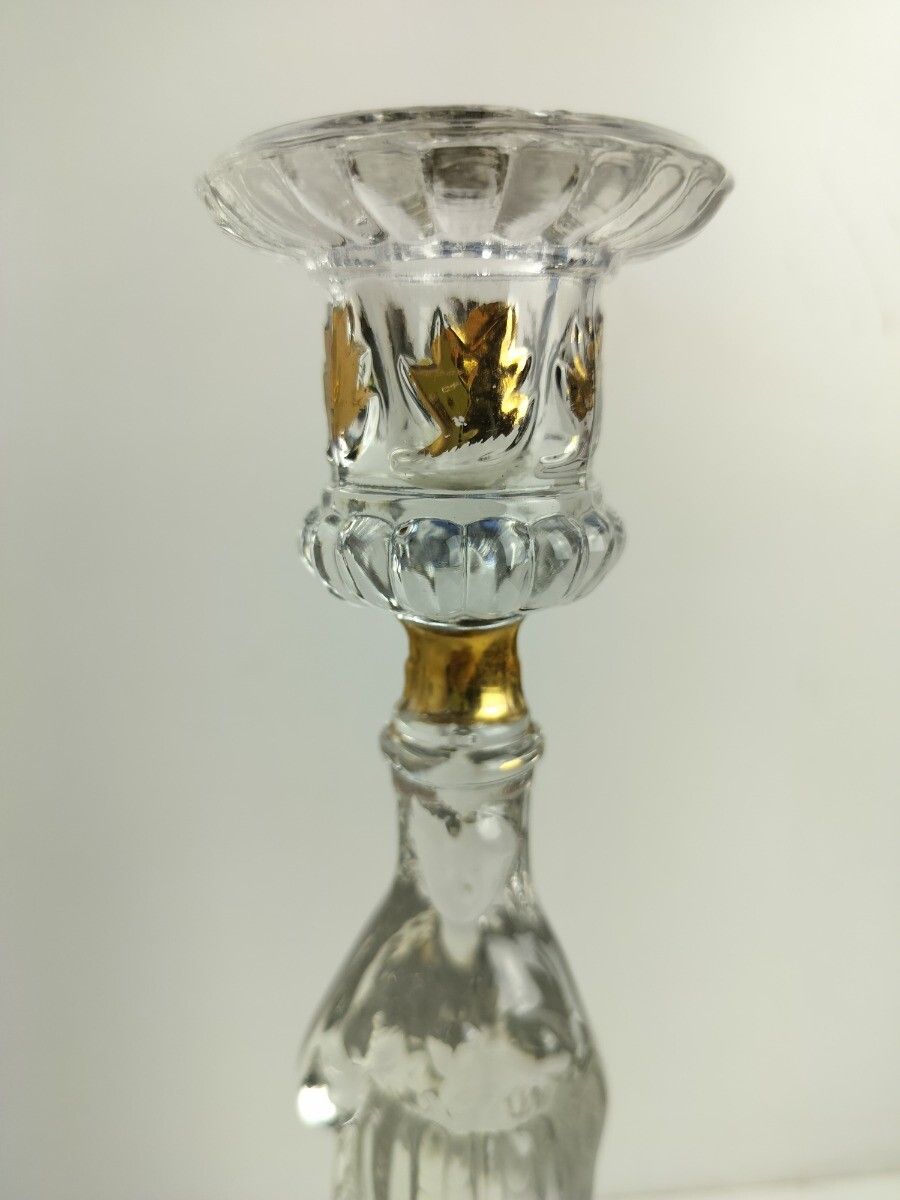 Couple Candle Holders Art Glass Gold Touches  Holy Heart Virgin Mary Christ Pris photo Home Decor