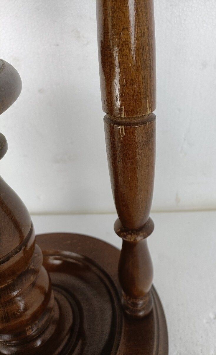photo for sale Vintage 3 Tier Pedestal Table Plant Stand Side Table Hand Carved Wood  Farmhouse