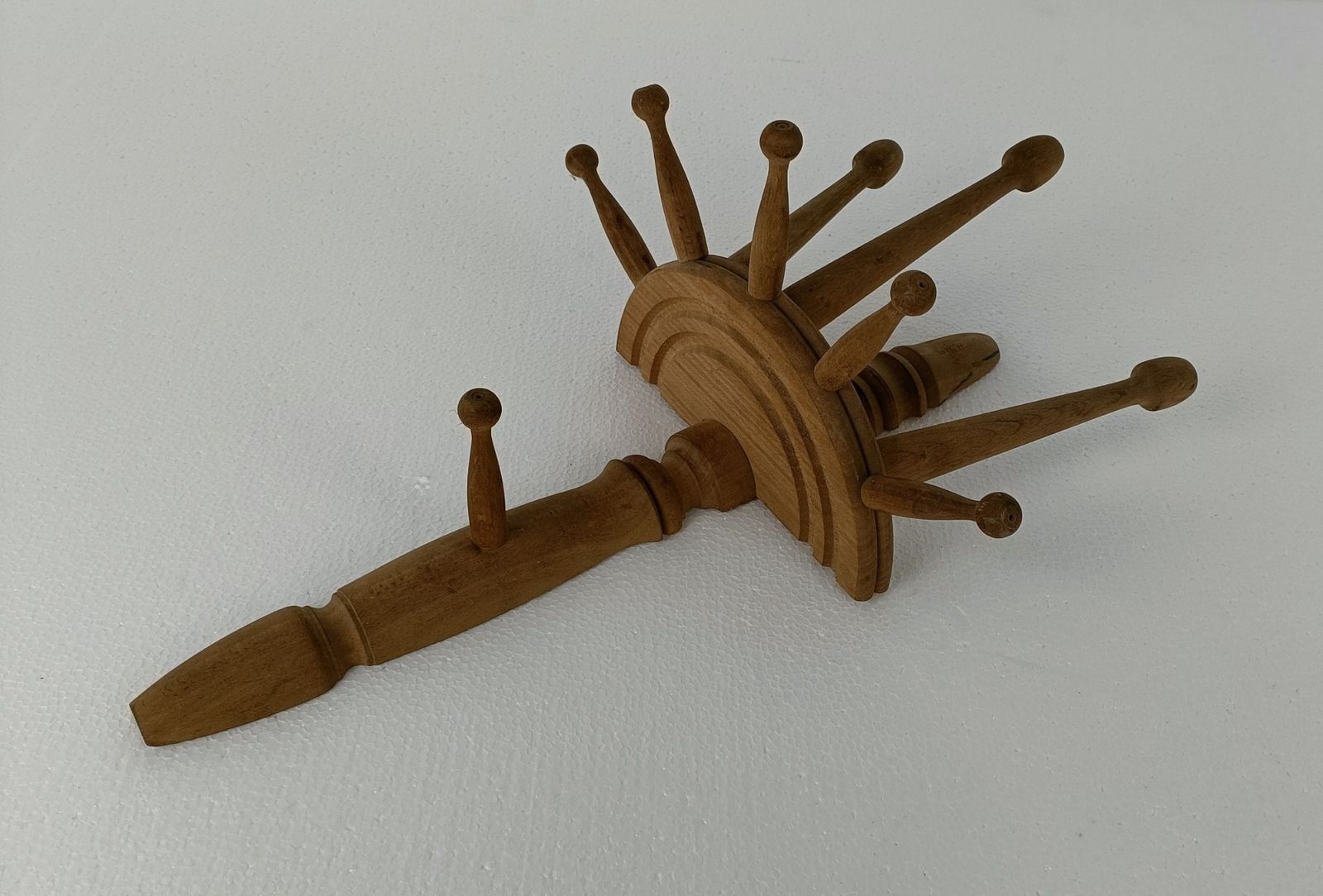 Antique Wooden Hat Rack Towel Coat Rack Very Rare Kitchen Hallway Entryway Sand photo 121.0