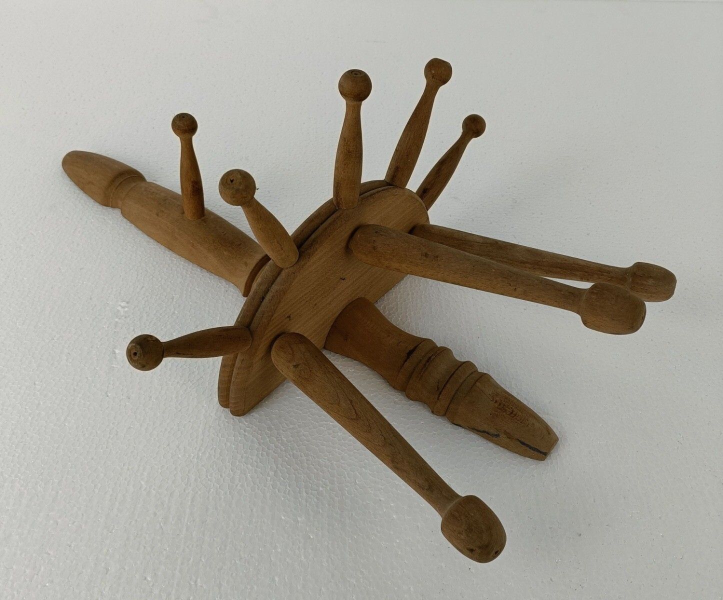 Antique Wooden Hat Rack Towel Coat Rack Very Rare Kitchen Hallway Entryway Sand photo vinterior