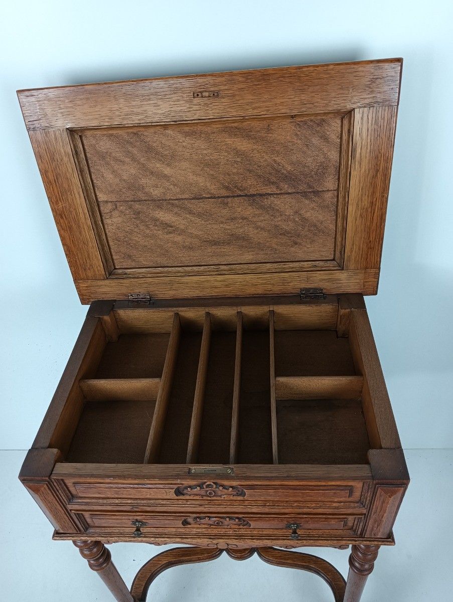 Antique  Sewing Quilting Box Table Cabinet  Extremely Rare Wow Carved Wood photo buy
