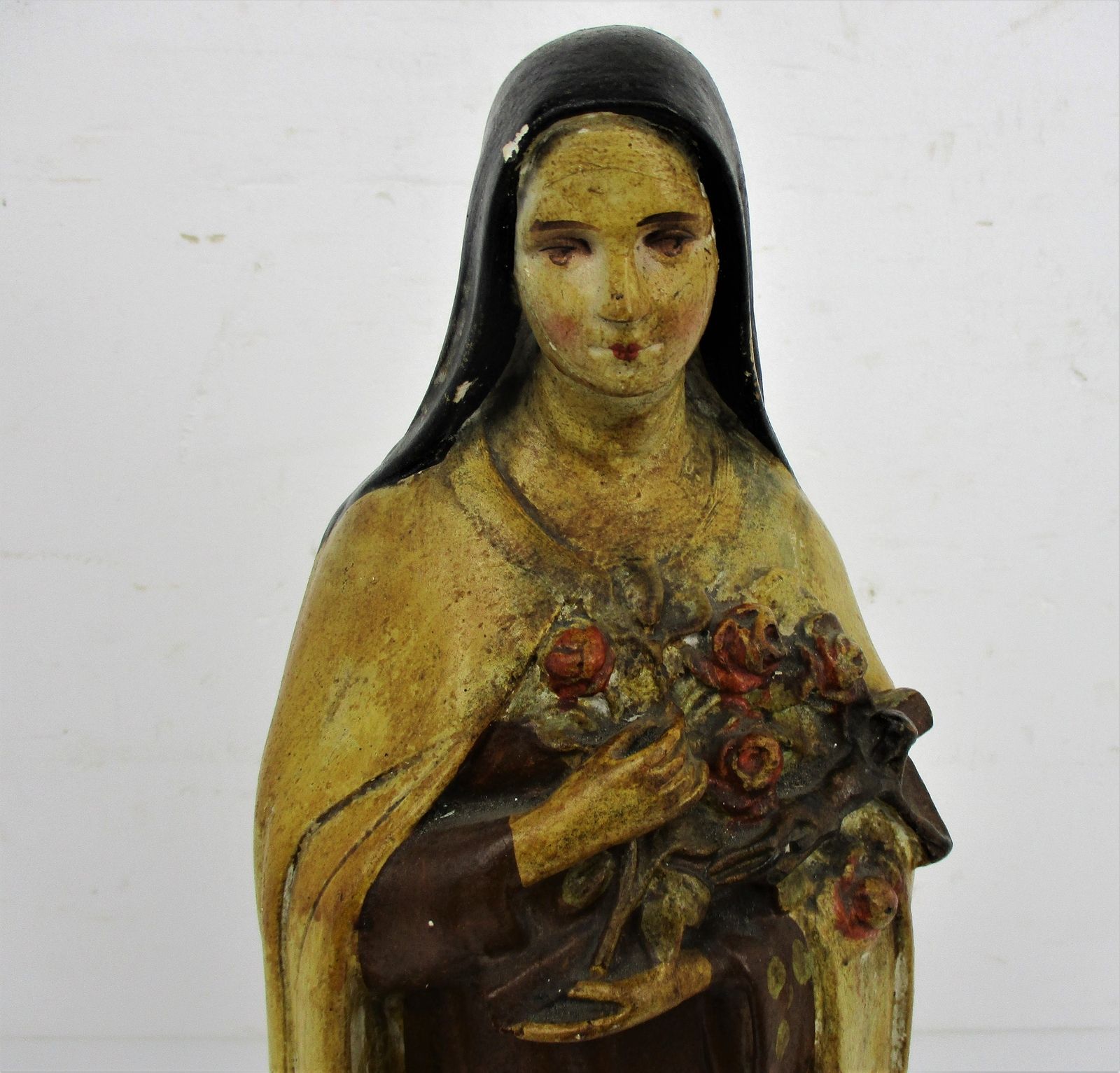 Vintage Statue Plaster St Saint Therese Lisieux Little Flower Of Jesus Chapel Ch photo furniture