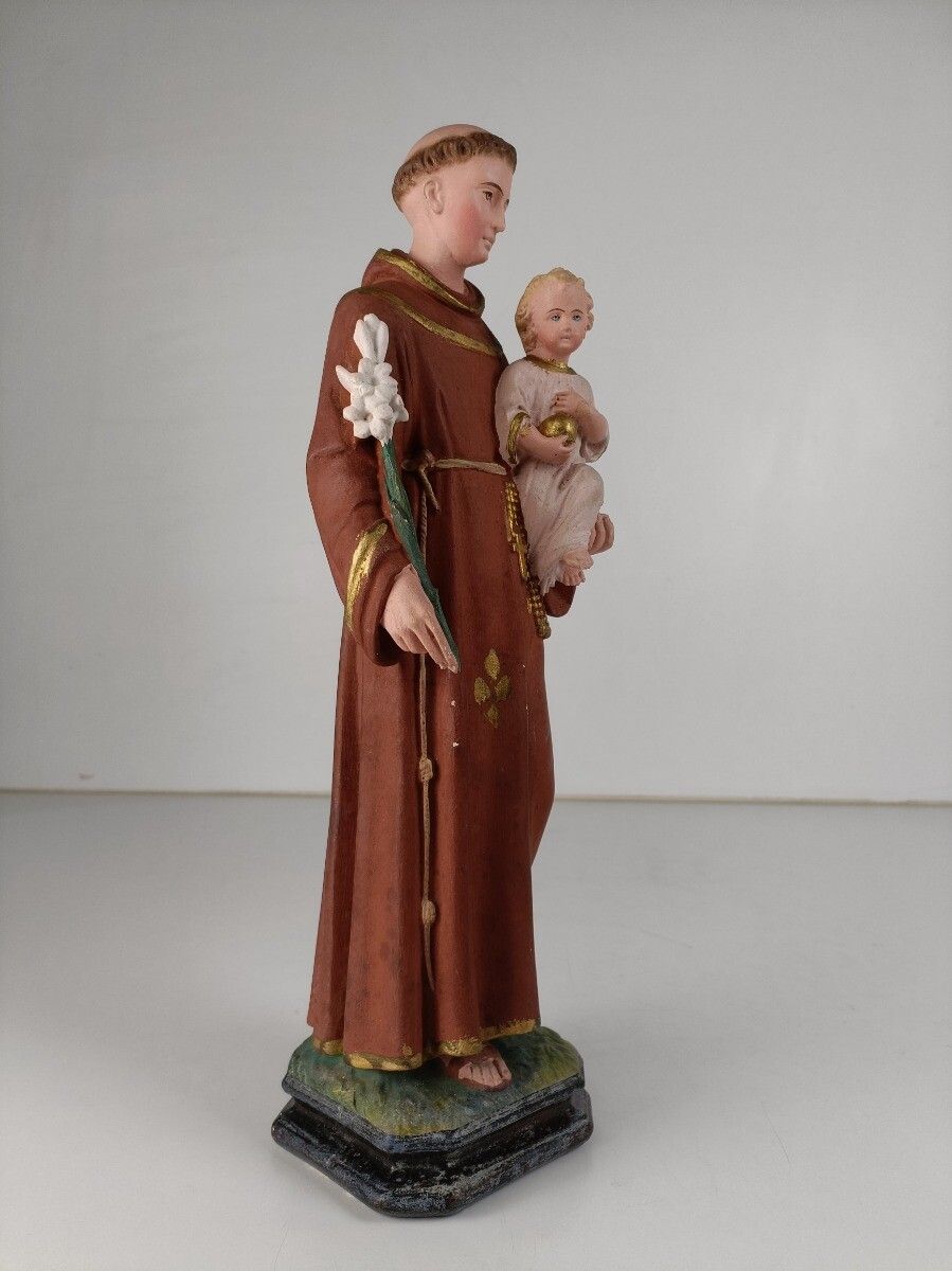 St Anthony Padua Of Lisbon Infant Child Plaster Statue Franciscan Neo Gothic Ant photo for sale