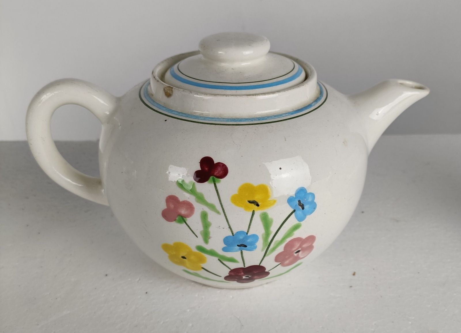 Set Of 4 Ceramic Tea Coffee Pot Sugar Bowl Milk Jar France Salins Feu D'artifice photo Home Decor